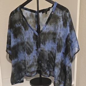 Jessica Simpson Blue and Black Tie-Dye Women's Top